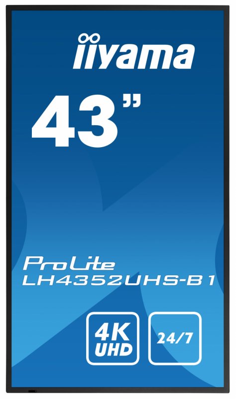 43" iiyama LH4352UHS-B1: IPS, 4K UHD, 500cd/ m2, 24/ 7, LAN, Android 8.0, černý - obrázek č. 1