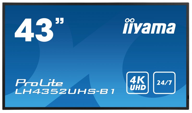 43" iiyama LH4352UHS-B1: IPS, 4K UHD, 500cd/ m2, 24/ 7, LAN, Android 8.0, černý - obrázek produktu