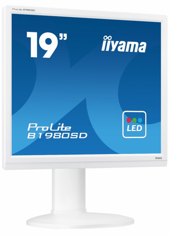 19" LCD iiyama Prolite B1980SD-W1 - 5ms,250cd/ m2,1000:1,5:4,VGA,DVI,repro,pivot,výšk.nastav.,bílý - obrázek č. 1