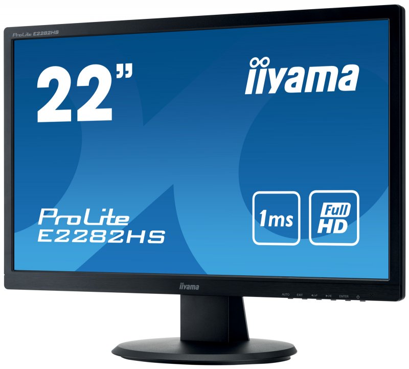 22" iiyama E2282HS-B1 - TN,FullHD,1ms,250cd/ m2, 1000:1,16:9,VGA,DVI,HDMI,repro. - obrázek č. 2