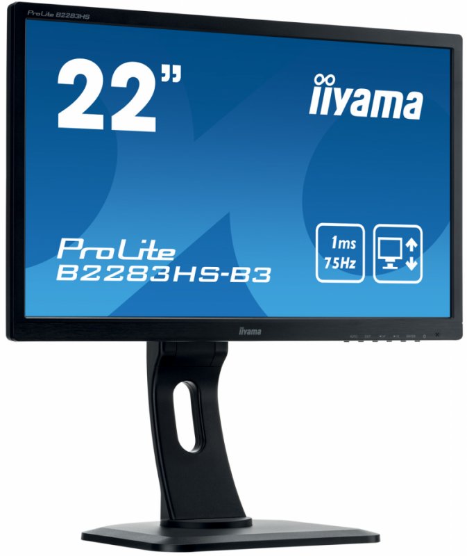 22" iiyama B2283HS-B3 - TN,FullHD,1ms,250cd/ m2, 1000:1,16:9,VGA,HDMI,DP,repro,výškov.nast.,pivot - obrázek č. 1