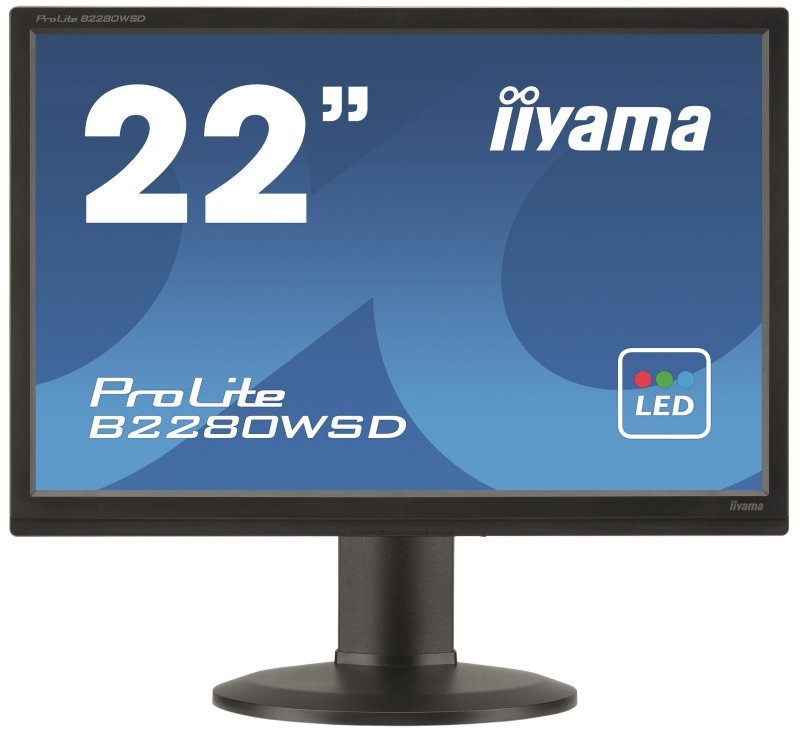 22"LCD iiyama B2280WSD-B1 - 5ms, 250cd/ m2, 16:10, 1000:1, VGA, DVI, repro, pivot, výšk.nastav.,černý - obrázek produktu