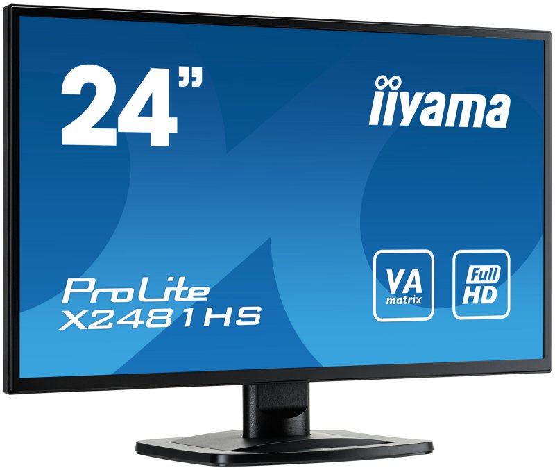 24" LCD iiyama X2481HS-B1 - VA, 6ms, 250cd/ m2, 3000:1 (12M:1 ACR), VGA, DVI, HDMI, repro - obrázek produktu