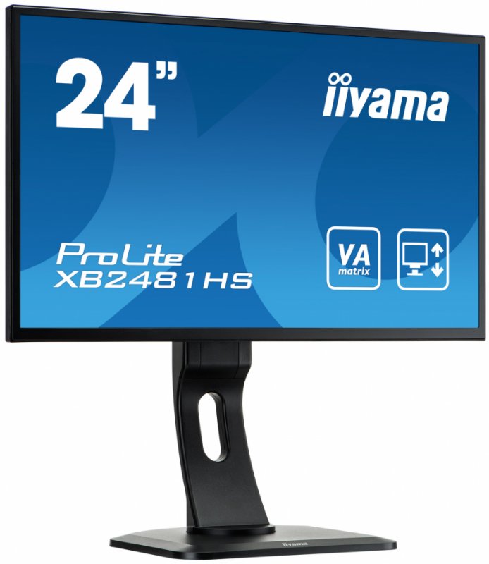 24" LCD iiyama XB2481HS-B1 - VA, 6ms,250cd/ m2,3000:1 (12M:1 ACR),VGA,DVI,HDMI,repro,pivot,výšk.nast. - obrázek produktu