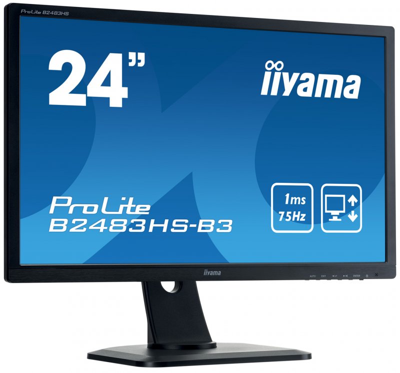 24"LCD iiyama B2483HS-B3 - TN,FullHD,1ms,250cd/ m2, HDMI,DP,VGA,repro,pivot,výškov.nastav. - obrázek č. 2