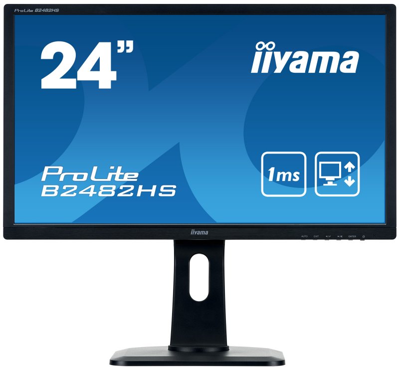 24" iiyama B2482HS-B1 - TN,FullHD,1ms,250cd/ m2, 1000:1,16:9,VGA,HDMI,DVI,repro,pivot,výškov.nastav. - obrázek produktu
