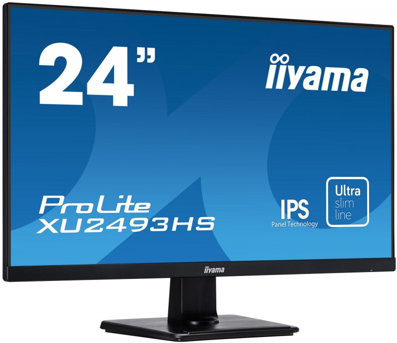 24" iiyama XU2493HS-B1 - IPS,FullHD,4ms,250cd/ m2, 1000:1,16:9,VGA,HDMI,DP,repro. - obrázek č. 1