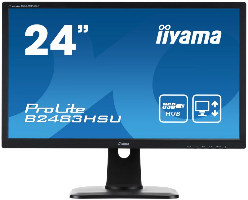 24" LCD iiyama B2483HSU-B1DP - TN,FullHD,1ms,250cd/ m2, DVI,DP,VGA,USB,repro,pivot,výškov.nastav. - obrázek produktu