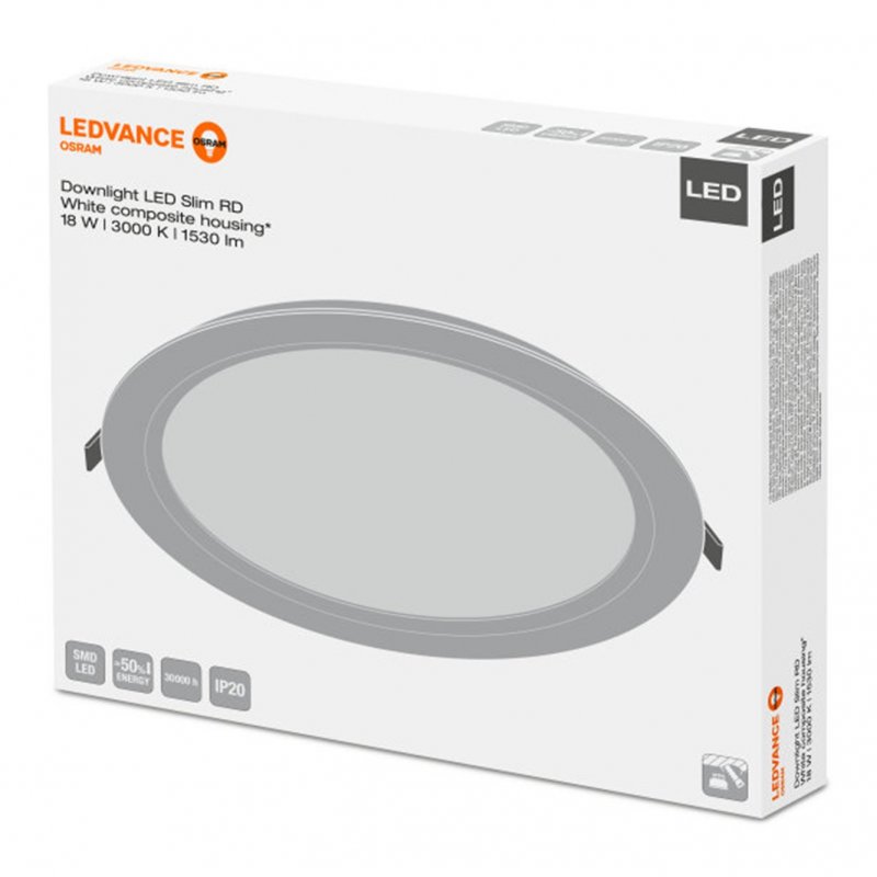 Svítidlo vestavné LED 18,0W 3000K 1530lm kruh 210 bílá IP20 - obrázek produktu
