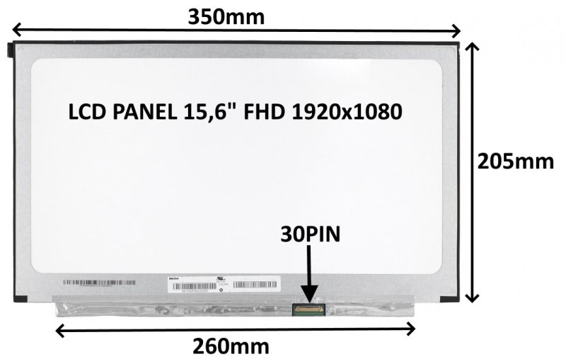LCD PANEL 15,6" FHD 1920x1080 30PIN MATNÝ IPS /  BEZ ÚCHYTŮ - obrázek produktu