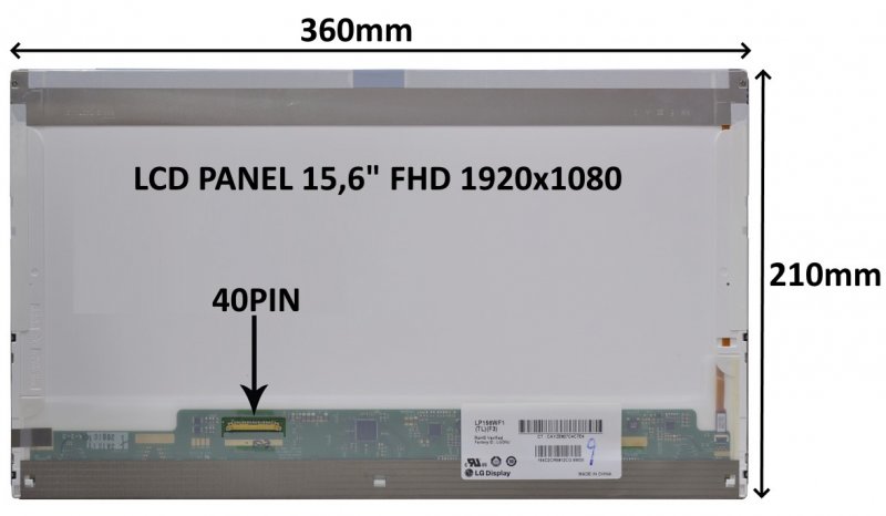 LCD PANEL 15,6" FHD 1920x1080 40PIN MATNÝ /  ŠROUBOVÁNÍ Z BOKŮ - obrázek produktu