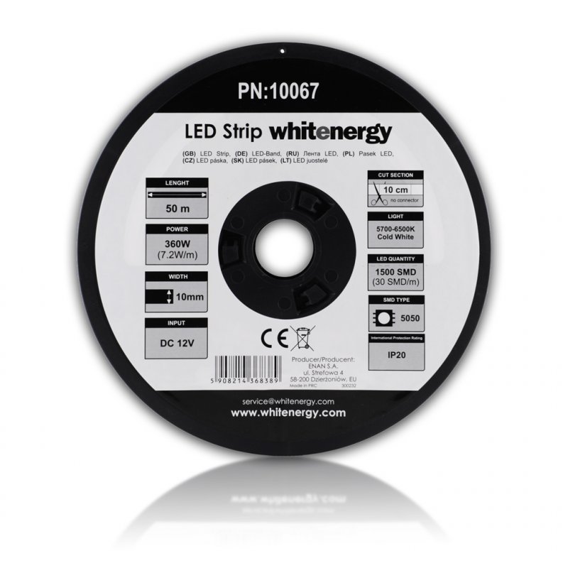 WE LED páska 50m SMD5050 7.2W/ m 10mm studená bílá - obrázek č. 1