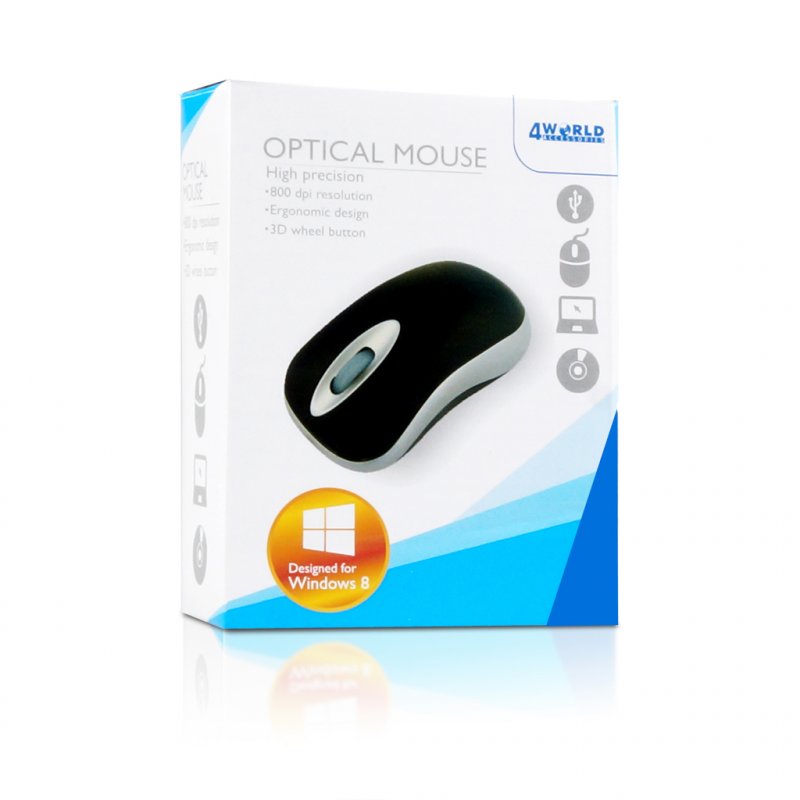 4World Myš optická USB 1200dpi Black/ Silver - obrázek č. 3