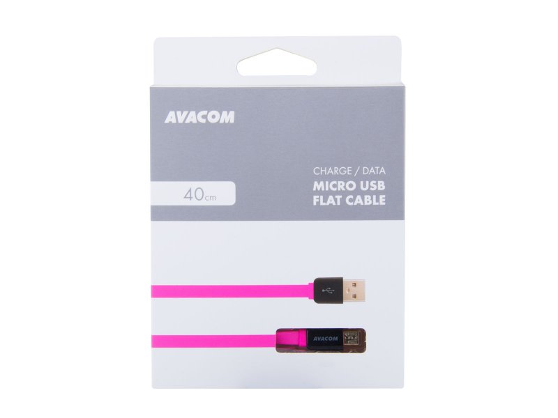 Kabel AVACOM MIC-40P USB - Micro USB, 40cm, růžová - obrázek č. 2