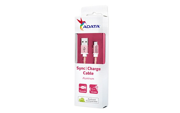 ADATA Micro USB kabel pletený 1m růžový - obrázek č. 2