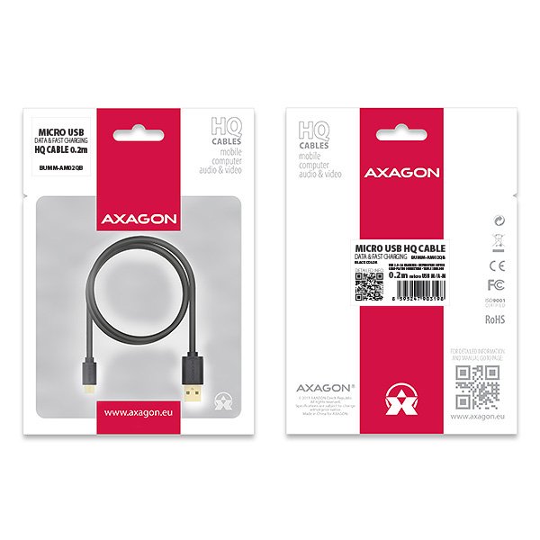 AXAGON HQ Kabel Micro USB, 2A, černý, 0.5 m - obrázek č. 9