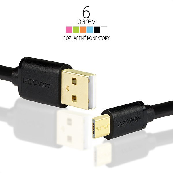 AXAGON HQ Kabel Micro USB, 2A, zelený, 0.2 m - obrázek č. 7