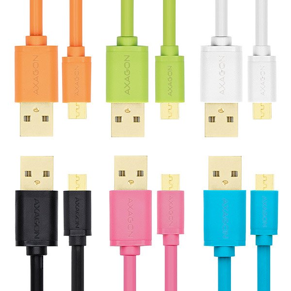 AXAGON HQ Kabel Micro USB, 2A, oranžový, 2 m - obrázek č. 8