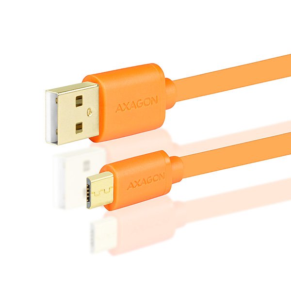 AXAGON HQ Kabel Micro USB, 2A, oranžový, 2 m - obrázek č. 1