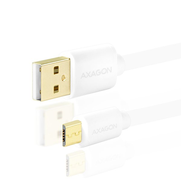 AXAGON HQ Kabel Micro USB, 2A, bílý, 2 m - obrázek č. 1