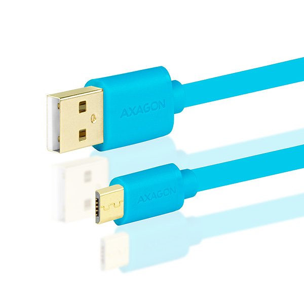 AXAGON HQ Kabel Micro USB, 2A, modrý, 1.5 m - obrázek č. 1