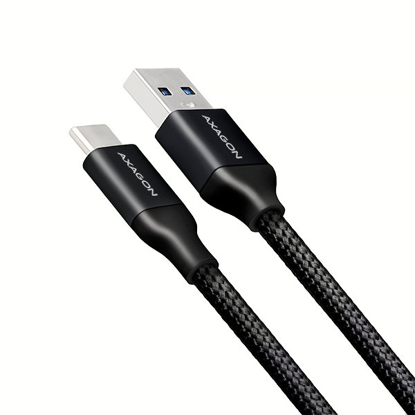 AXAGON BUCM3-AM20B, SUPERSPEED kabel USB-C  <-> USB-A 3.2 Gen 1, 2m, 3A, oplet, černý - obrázek č. 1