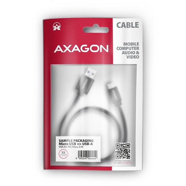 AXAGON BUMM-AM10AB, HQ kabel Micro USB <-> USB-A, 1m, USB 2.0, 2.4A, ALU, oplet, černý - obrázek č. 5