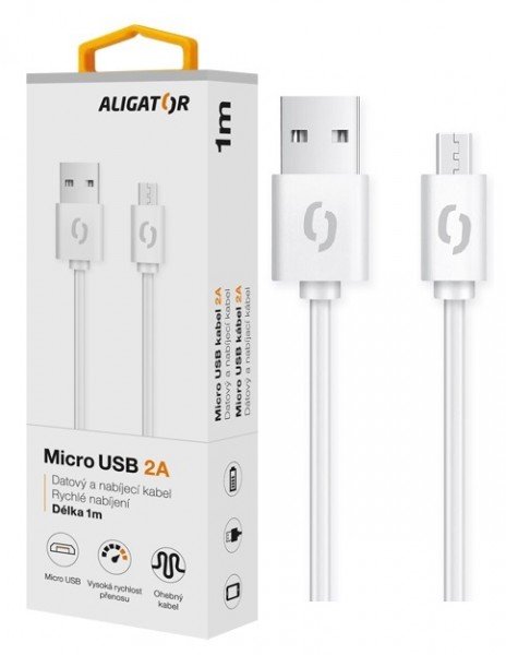 ALIGATOR Datový kabel 2A, Micro USB bílý - obrázek č. 2
