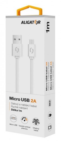 ALIGATOR Datový kabel 2A, Micro USB bílý - obrázek č. 1