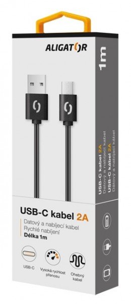 ALIGATOR Datový kabel 2A, USB-C černý - obrázek č. 1