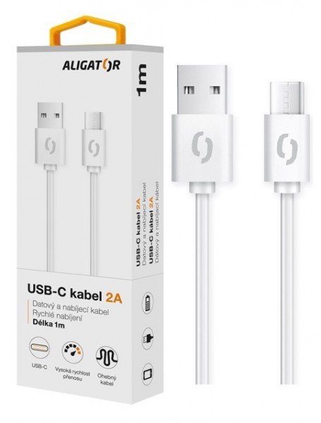 ALIGATOR Datový kabel 2A, USB-C bílý - obrázek č. 2
