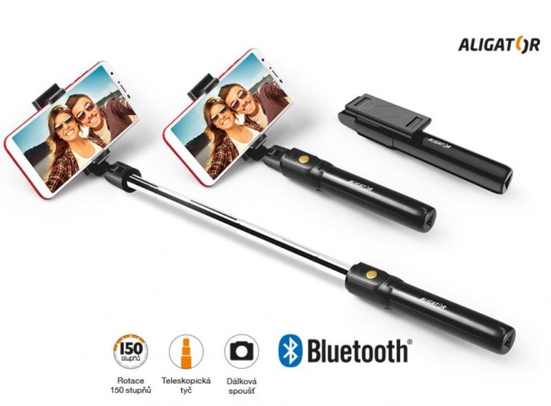 Bluetooth selfie tyč ALIGATOR HA12, černá - obrázek č. 3