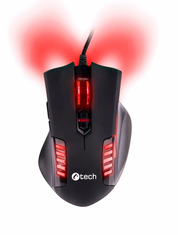 C-TECH Empusa herní myš, červené podsvícení, laser 3400DPI, USB - obrázek produktu