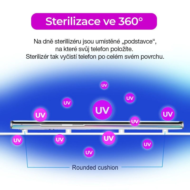 UV sterilizér FIXED s QI nabíjením, bílý - obrázek č. 6