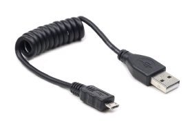 Kabel USB A Male/ Micro B Male, 0.6m,kroucený,černý - obrázek produktu