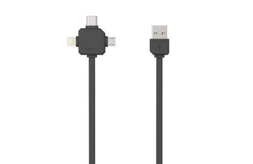PowerCube USBcable USB-C CABLE, Black, multi-vidlice (MicroUSB, Apple Lithning, USB-C), kabel 1,5m - obrázek produktu