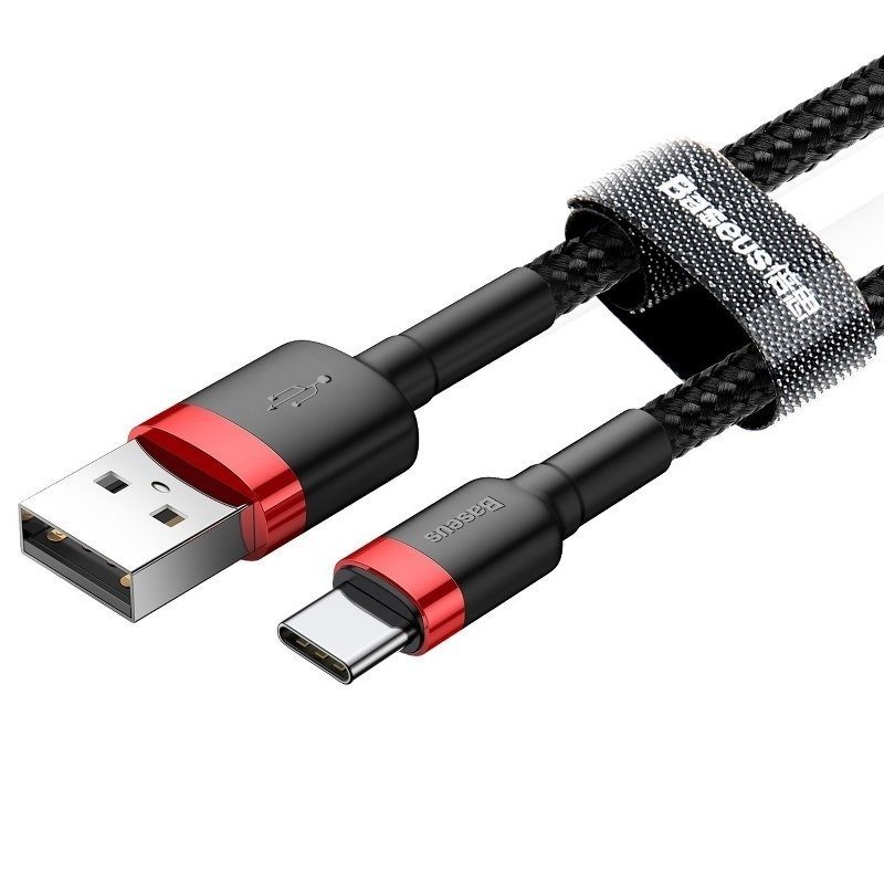 Baseus CATKLF-B91 Cafule Kabel USB-C 3A 1m Red/ Black - obrázek č. 1