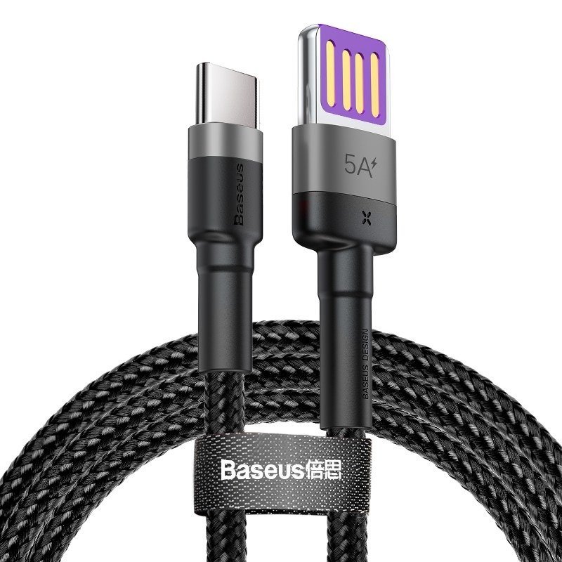 Baseus CATKLF-PG1 Cafule Quick Charging Datový Kabel USB Double Sided to USB 40W 1m Gray/ Black - obrázek produktu
