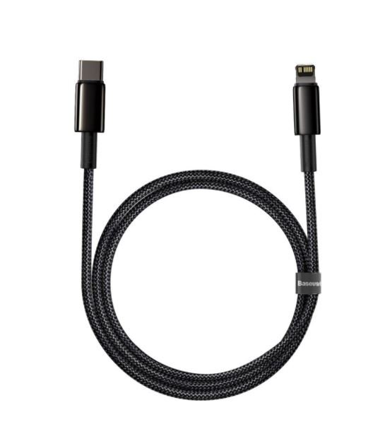 Baseus CATLWJ-01 Tungsten Gold Fast Charge Kabel USB-C to Lightning 20W 1m Black - obrázek č. 1