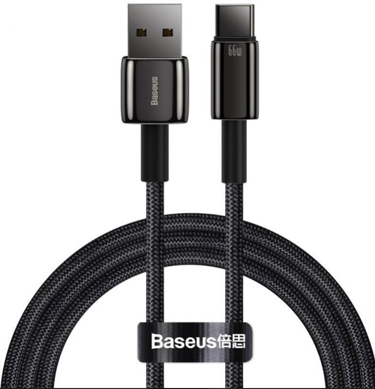 Baseus CATWJ-C01 Tungsten Gold Kabel USB-C 66W 2m Black - obrázek produktu