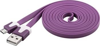 PremiumCord Kabel microUSB 2.0, A-B, plochý, fialový - obrázek produktu