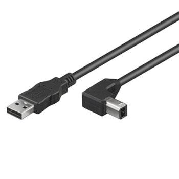 PremiumCord Kabel USB 2.0, A-B, 3m se zahnutým USB-B konektorem 90° - obrázek produktu
