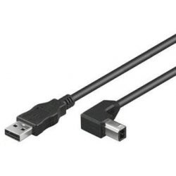 PremiumCord Kabel USB 2.0, A-B, 2m se zahnutým USB-B konektorem 90° - obrázek produktu
