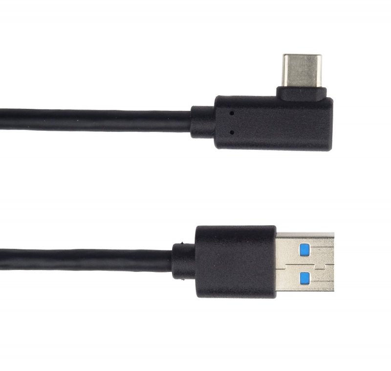 PremiumCord Kabel USB typ C/ M zahnutý konektor 90° - USB 3.0 A/ M, 2m - obrázek produktu