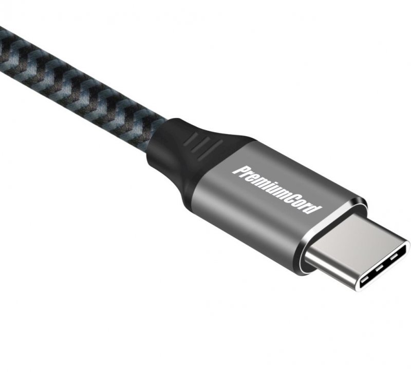 PremiumCord Kabel USB-C M/ M, 100W 20V/ 5A 480Mbps bavlněný oplet, 0,5m - obrázek produktu