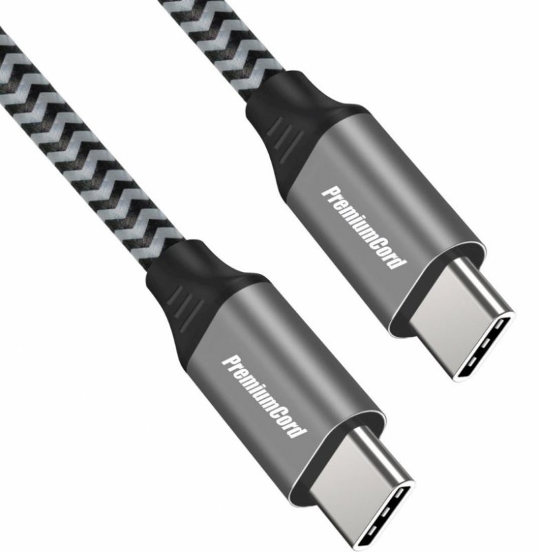 PremiumCord Kabel USB-C M/ M, 100W 20V/ 5A 480Mbps bavlněný oplet, 1,5m - obrázek č. 1