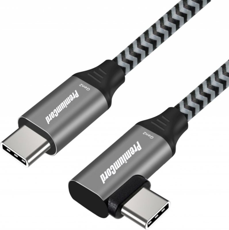 PremiumCord USB-C 3.2 gen 2, zahnutý, oplet, 0,5m - obrázek č. 1