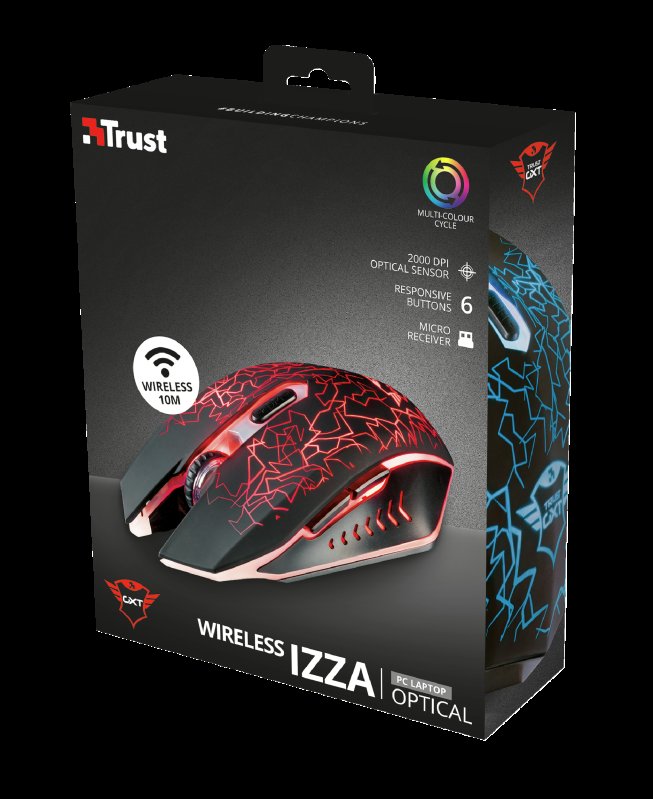 TRUST GXT107 IZZA/ Herní/ Optická/ Bezdrátová USB/ Černá - obrázek č. 5
