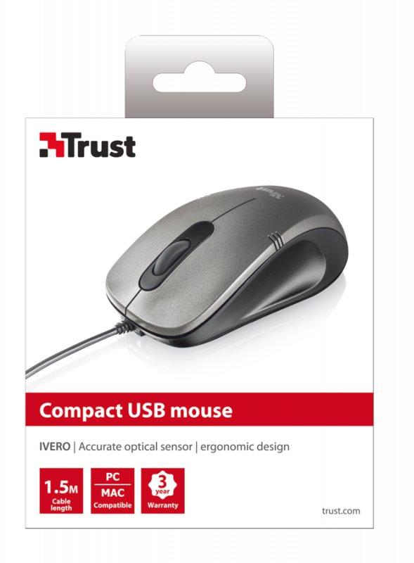 myš TRUST Ivero Compact Mouse - black/ grey - obrázek č. 2