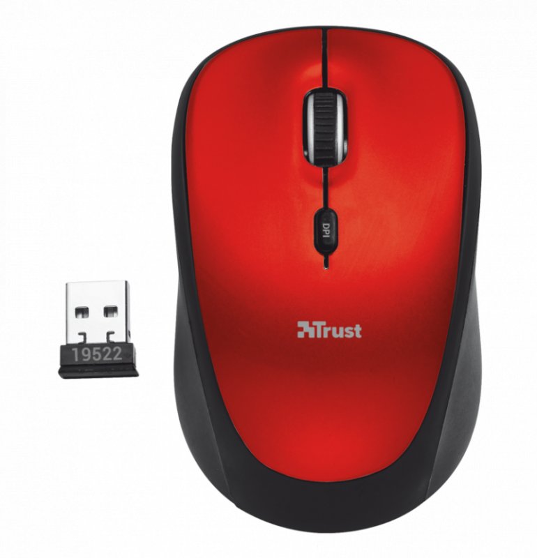 myš TRUST Yvi Wireless Mouse - red - obrázek č. 1